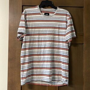HUF Multicolored Stripped 100% Cotton T-Shirt Size Large